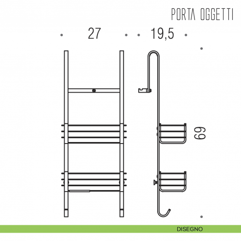 Cavalletto portaoggetti universale per box doccia Colombo Design disegno