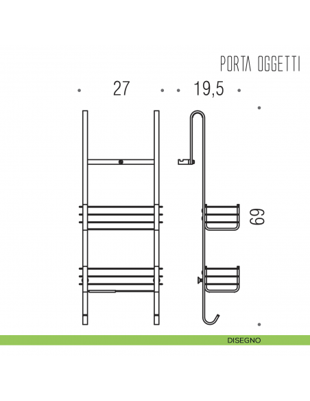 Cavalletto portaoggetti universale per box doccia Colombo Design disegno