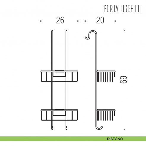 Cavalletto portaoggetti universale per box doccia Colombo Design disegno