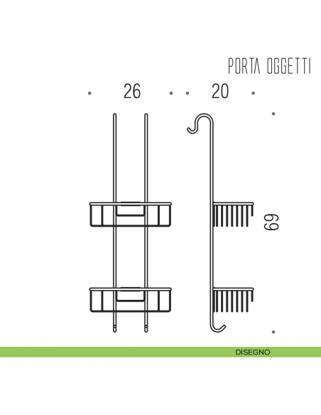 Cavalletto portaoggetti universale per box doccia Colombo Design disegno