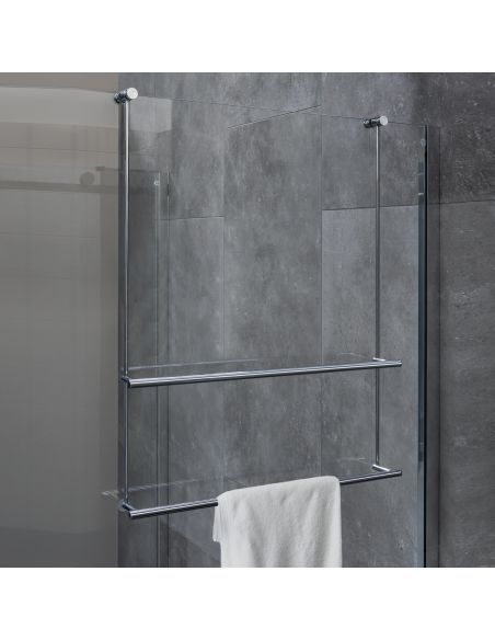 Cavalletto portaoggetti universale per box doccia con due porta salviette Colombo Design B9658