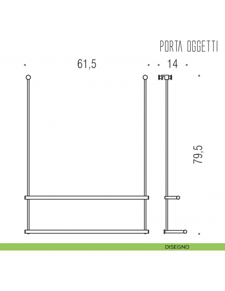Cavalletto portaoggetti universale per box doccia con due porta salviette Colombo Design B9658 disegno