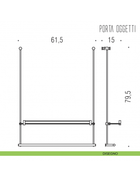 Cavalletto portaoggetti universale per box doccia con mensola e porta salvietta Colombo Design B9659