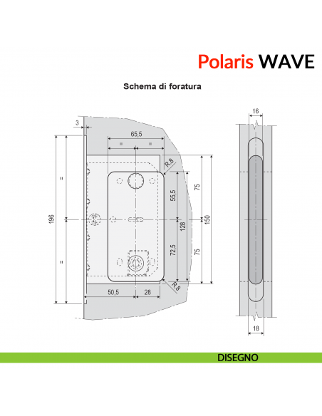 AGB Polaris Wave serratura magnetica quadro bagno per porta a battente