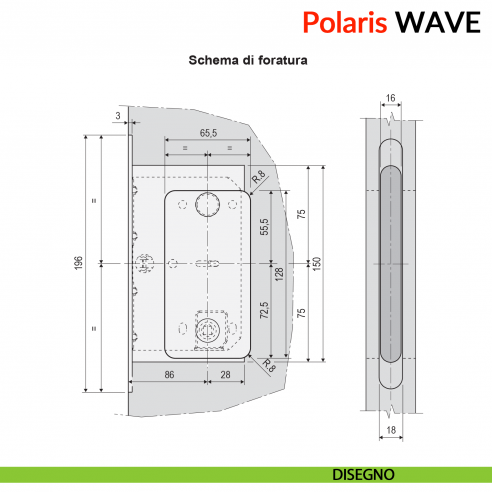 AGB Polaris Wave serratura magnetica quadro bagno per porta a battente