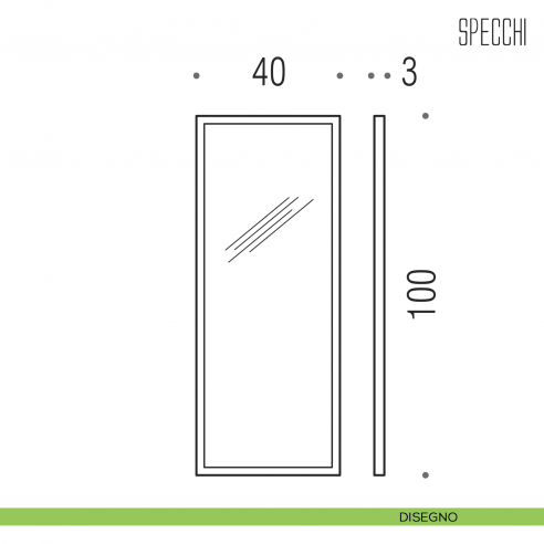 Specchio rettangolare con cornice acciaio Colombo Design Fashion Mirrors 100x40 cm disegno