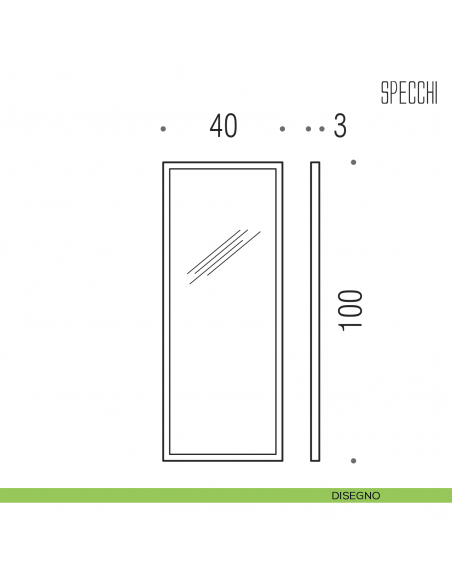 Specchio rettangolare con cornice acciaio Colombo Design Fashion Mirrors 100x40 cm disegno