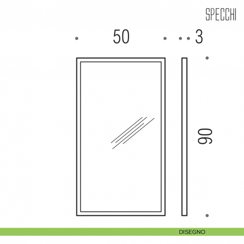 Specchio rettangolare con cornice acciaio Colombo Design Fashion Mirrors 90x50 cm disegno