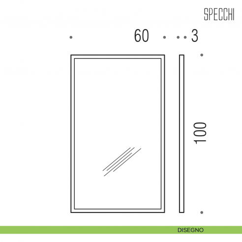 Specchio rettangolare con cornice acciaio Colombo Design Fashion Mirrors 100x60 cm disegno