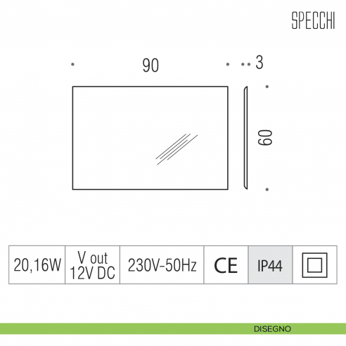 Specchio retroilluminato a LED Colombo Design 90x60 cm B2065 disegno