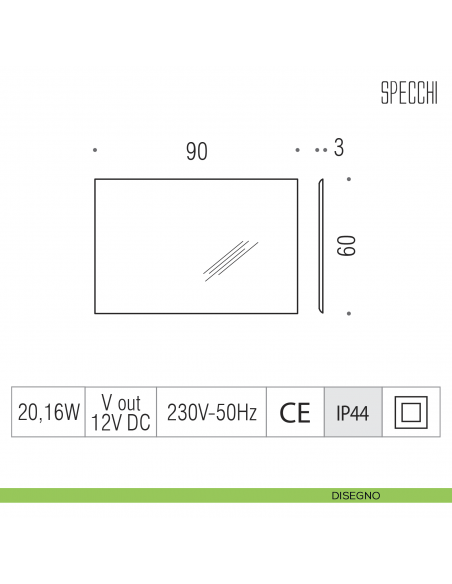Specchio retroilluminato a LED Colombo Design 90x60 cm B2065 disegno