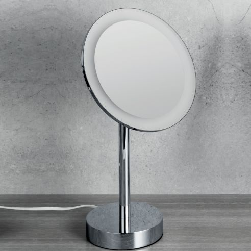 Specchio ingranditore da appoggio 3x con luce LED Colombo Design