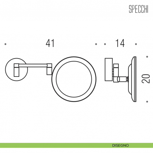 Specchio ingranditore a muro 3x con luce LED Colombo Design disegno