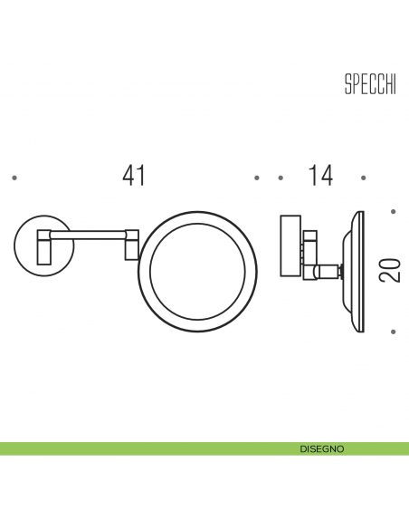 Specchio ingranditore a muro 3x con luce LED Colombo Design disegno