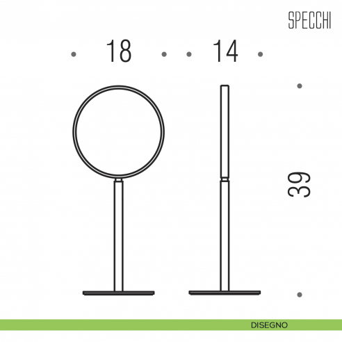 Specchio ingranditore da appoggio 3x Colombo Design regolabile in altezza disegno