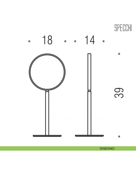 Specchio ingranditore da appoggio 3x Colombo Design regolabile in altezza disegno