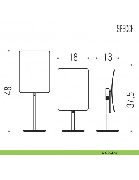 Specchio ingranditore da appoggio 3x Colombo Design regolabile in altezza disegno