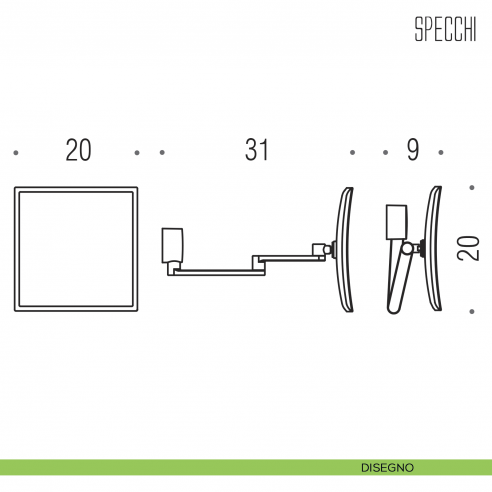 Specchio ingranditore a muro 3x Colombo Design disegno