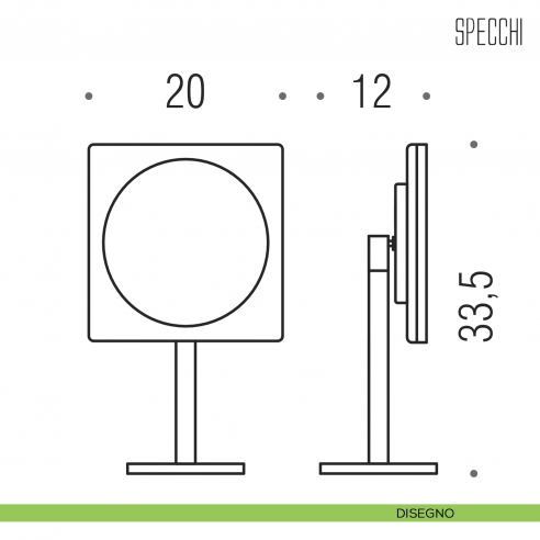 Specchio ingranditore da appoggio 3x con luce LED Colombo Design disegno