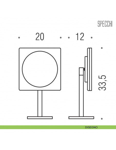 Specchio ingranditore da appoggio 3x con luce LED Colombo Design disegno