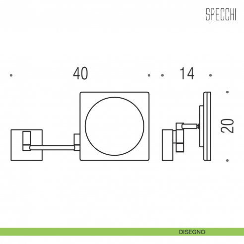 Specchio ingranditore a muro 3x con luce LED Colombo Design disegno