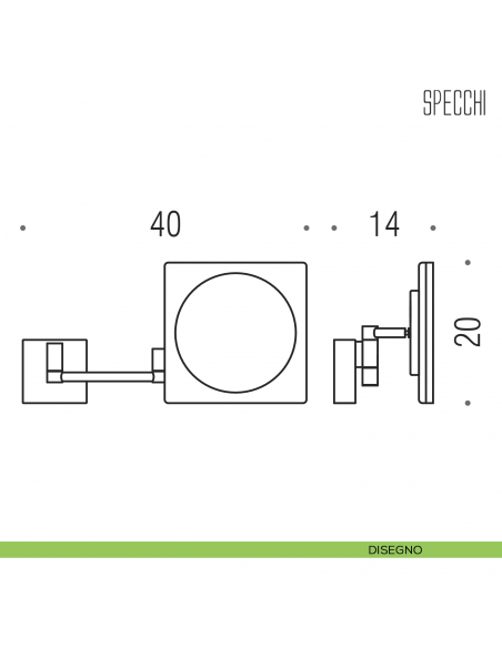 Specchio ingranditore a muro 3x con luce LED Colombo Design disegno