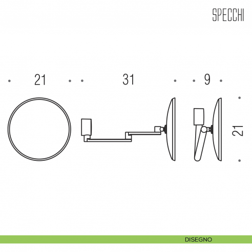 Specchio ingranditore a muro 3,3x Colombo Design B9759 disegno