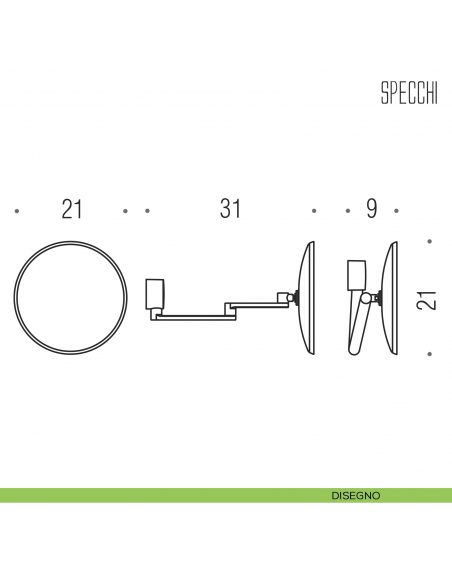 Specchio ingranditore a muro 3,3x Colombo Design B9759 disegno