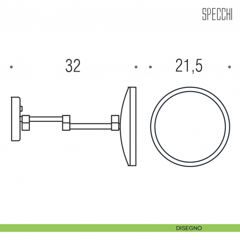 Specchio ingranditore a muro 3x con luce LED Colombo Design B9954 disegno