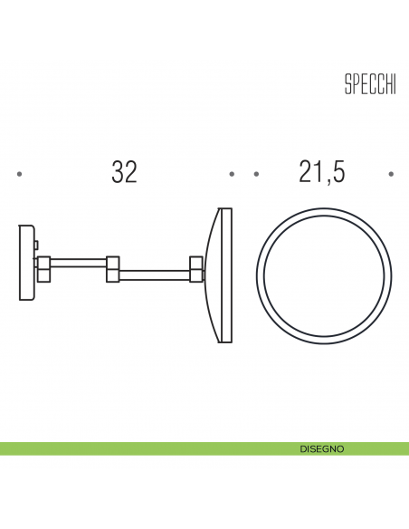Specchio ingranditore a muro 3x con luce LED Colombo Design B9954 disegno