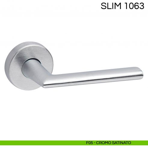 Maniglia per porta Slim Fimet Handles con rosetta tonda F05 - Cromo Satinato