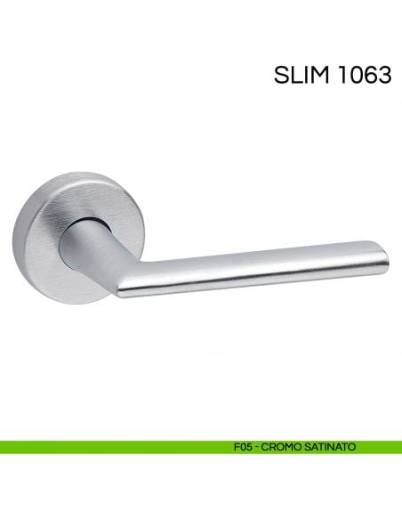 Maniglia per porta Slim Fimet Handles con rosetta tonda F05 - Cromo Satinato