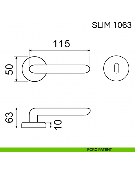 Maniglia per porta Slim Fimet Handles con rosetta tonda foro patent
