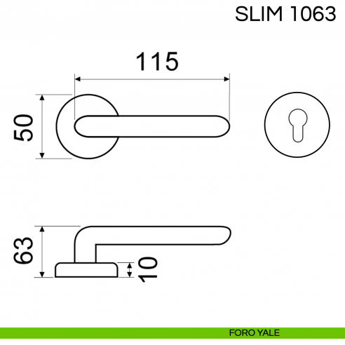 Maniglia per porta Slim Fimet Handles con rosetta tonda foro yale