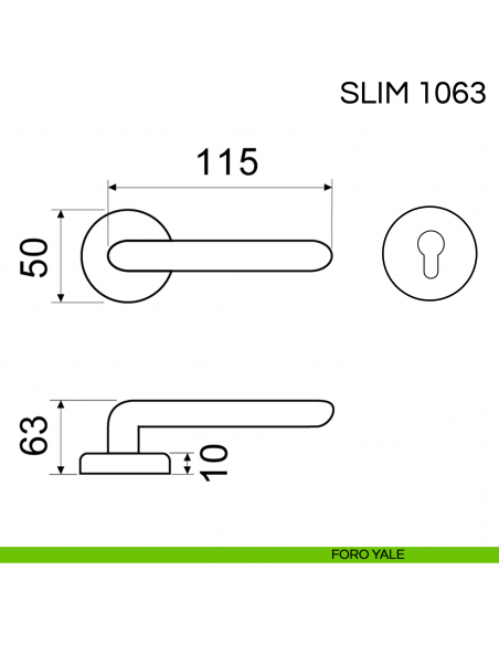 Maniglia per porta Slim Fimet Handles con rosetta tonda foro yale