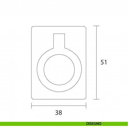 Maniglia incasso con anello per mobile OMP Porro bronzo antico misura 50 articolo 587 - disegno