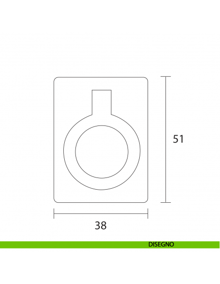 Maniglia incasso con anello per mobile OMP Porro bronzo antico misura 50 articolo 587 - disegno