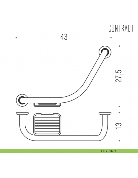 Maniglione per vasca Colombo Design con porta sapone reversibile disegno