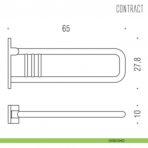 Appoggio ribaltabile per bagno Colombo Design 65 cm B9727 disegno