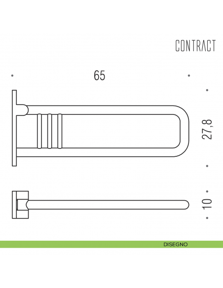 Appoggio ribaltabile per bagno Colombo Design 65 cm B9727 disegno