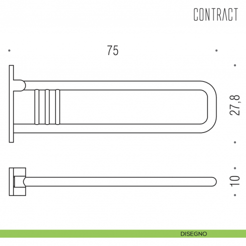 Appoggio ribaltabile per bagno Colombo Design 75 cm B9728 disegno