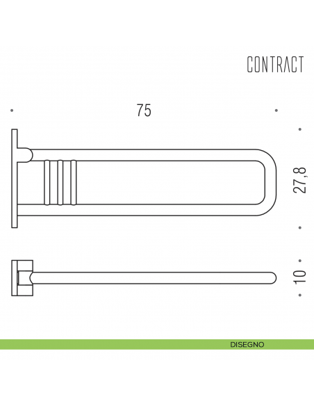 Appoggio ribaltabile per bagno Colombo Design 75 cm B9728 disegno