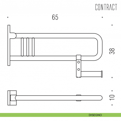 Appoggio ribaltabile con portarotolo per bagno Colombo Design 65 cm B9729 disegno