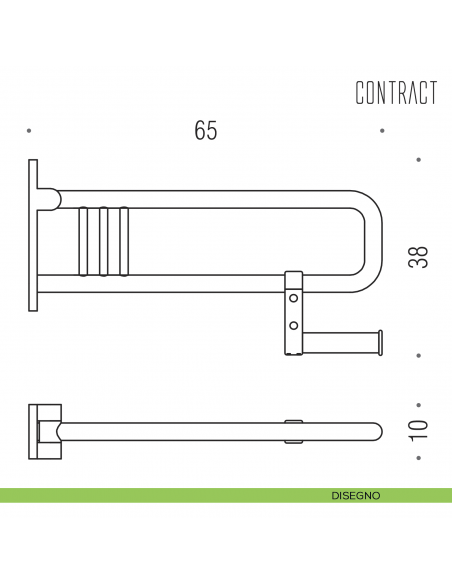 Appoggio ribaltabile con portarotolo per bagno Colombo Design 65 cm B9729 disegno