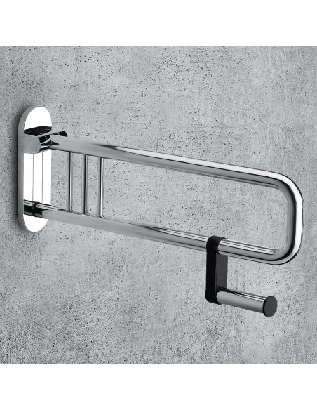 Appoggio ribaltabile con portarotolo per bagno Colombo Design 75 cm B9730
