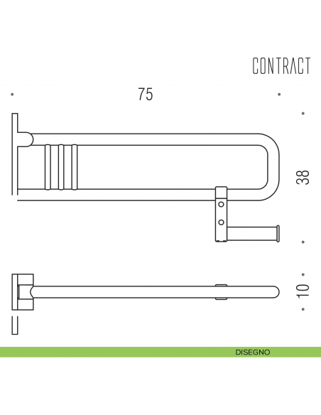 Appoggio ribaltabile con portarotolo per bagno Colombo Design 75 cm B9730 disegno