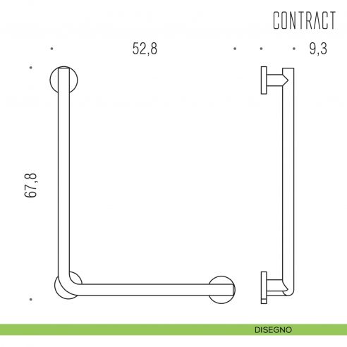 Sostegno a 90° reversibile per bagno Colombo Design cm B9732 disegno