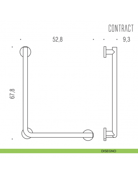 Sostegno a 90° reversibile per bagno Colombo Design cm B9732 disegno