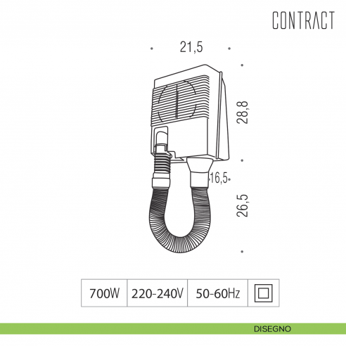 Asciugacapelli da parete con tubo flessibile Colombo Design B9973 disegno