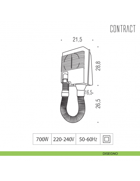 Asciugacapelli da parete con tubo flessibile Colombo Design B9973 disegno